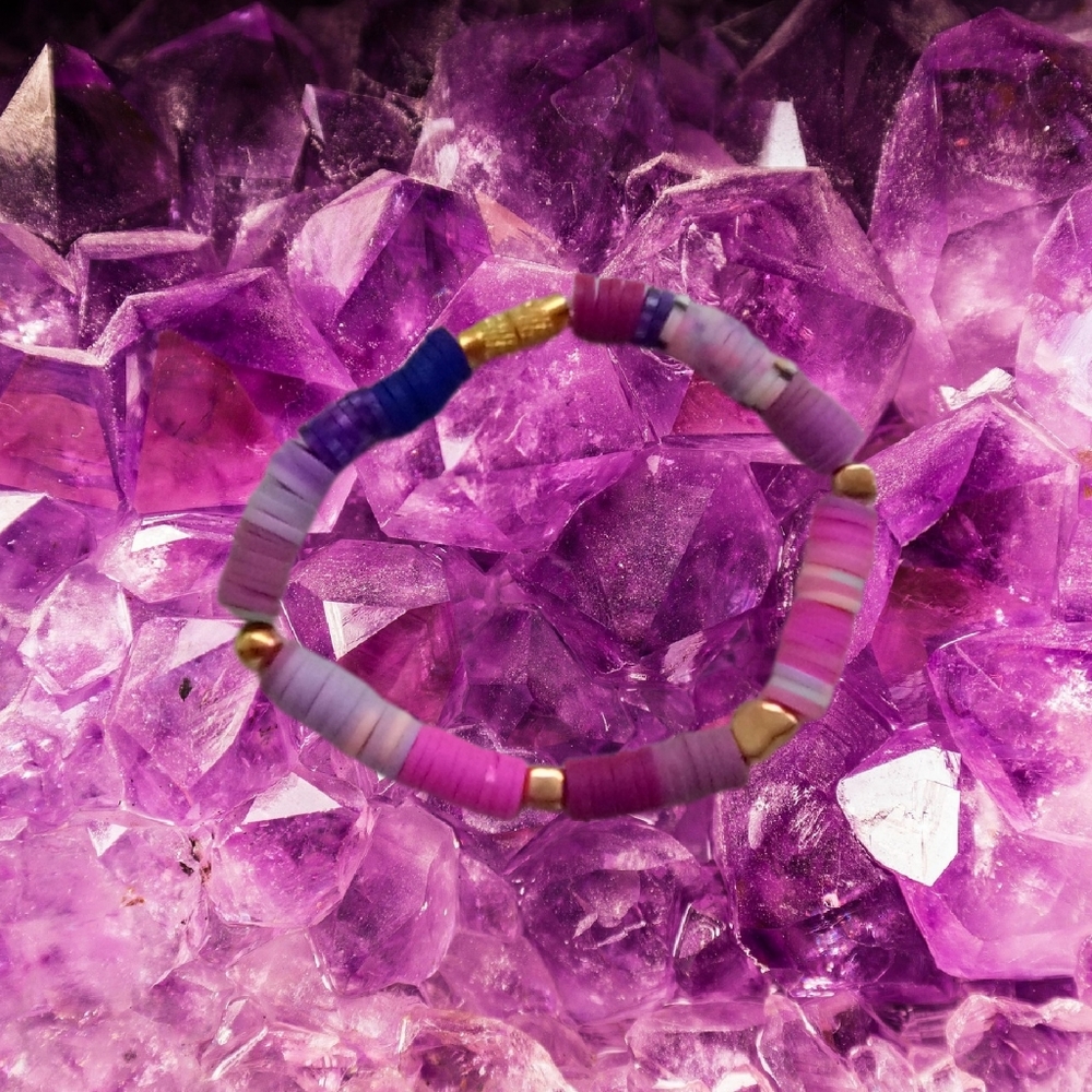 Purple Overload 2 bracelet set handmade by mxsha beads